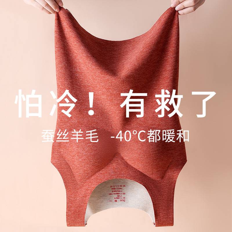 羊毛蚕丝保暖内衣女士背心款秋冬季自发热恒温文胸内衣双面绒马甲