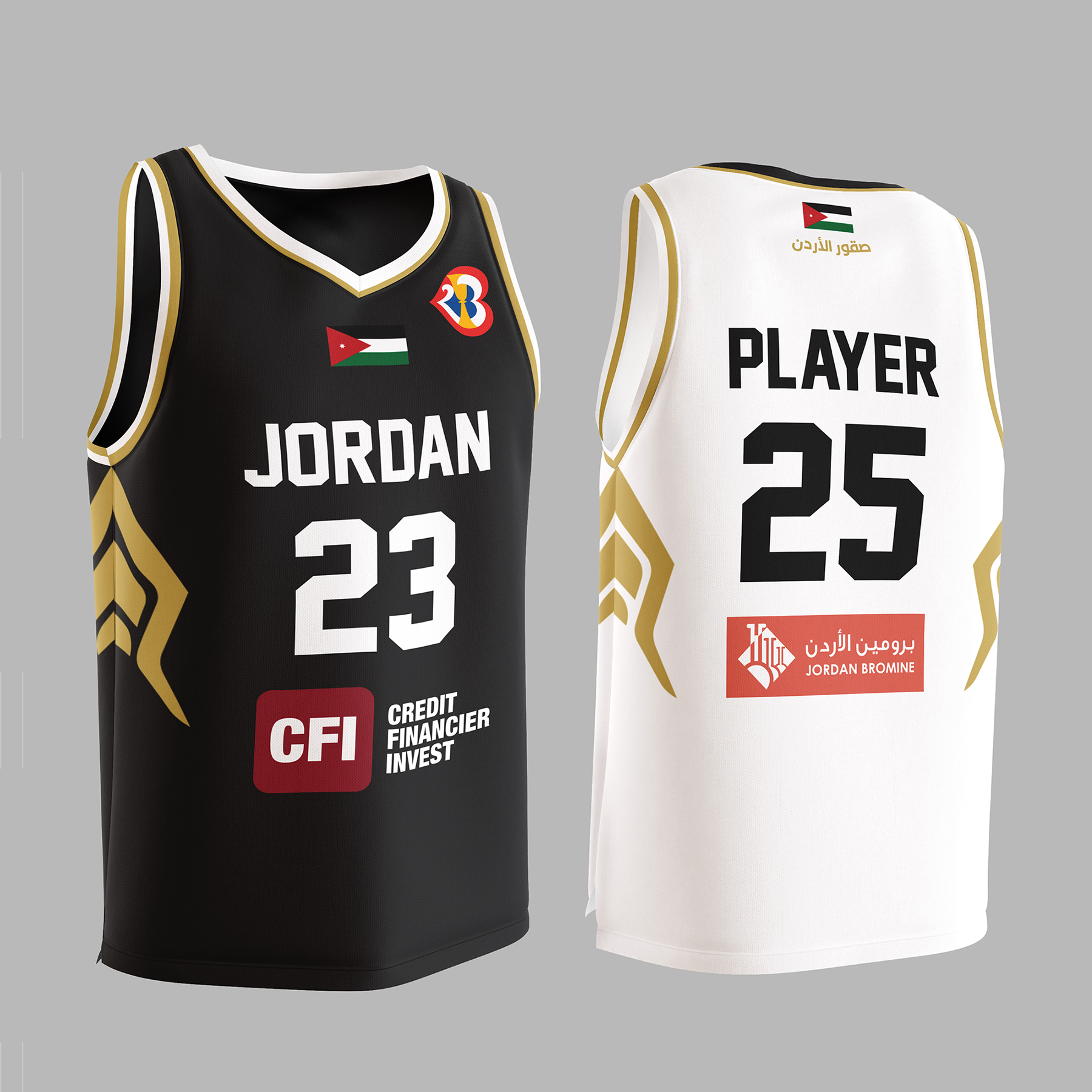 定制2023男篮世界杯约旦队透气速干比赛球衣开场热身训练运动背心