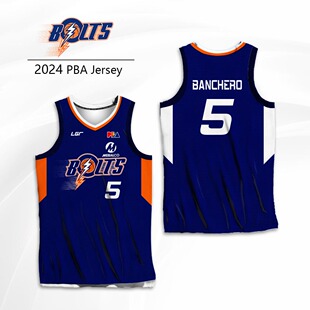 定制2024PBA联赛meralco bolts纽瑟姆昆托霍奇班切罗比赛训练球衣