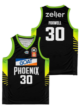 定制NBL联赛25-26墨尔本东南凤凰队球员比赛黑色球衣速干训练背心