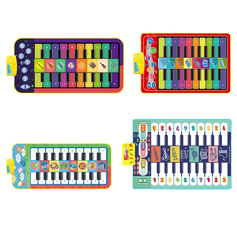 新款儿童双排键多功能音乐毯大号亲子爬行垫钢琴早教玩具速卖通