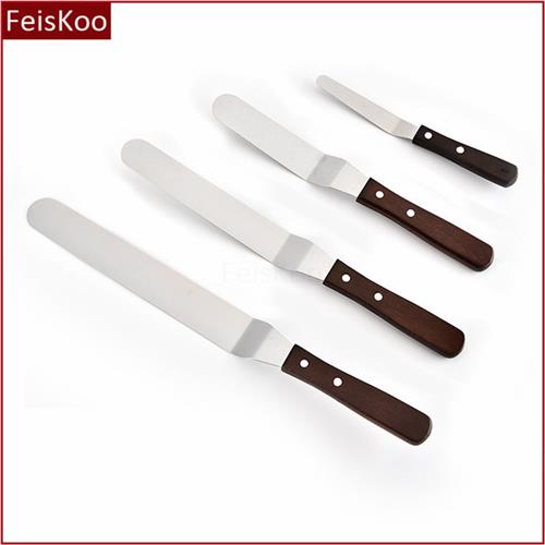 4寸6寸8寸10寸蛋糕抹刀木柄曲吻刀刮平刀 奶油裱花脱模不锈钢抹刀