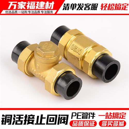 pe管配件热熔阀门开关铜止回阀单向止水阀4分20 25 32pe水管接头