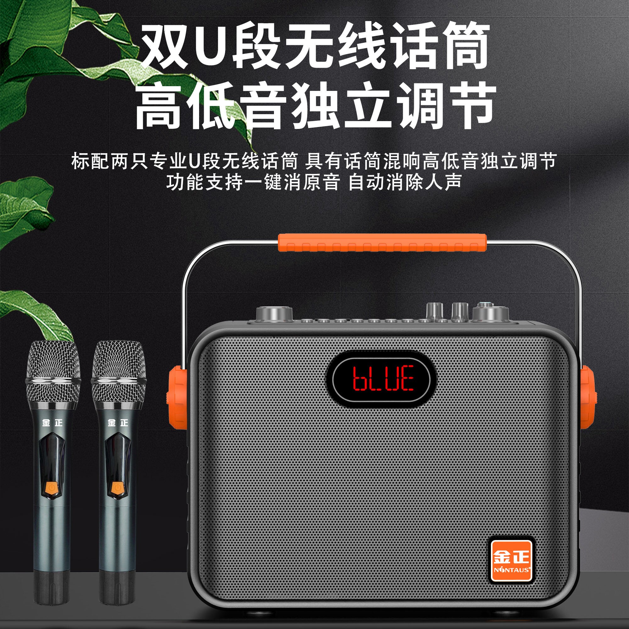 金正S62 广场舞户外手提蓝牙音响无线话筒唱K歌重低音70W大功率双