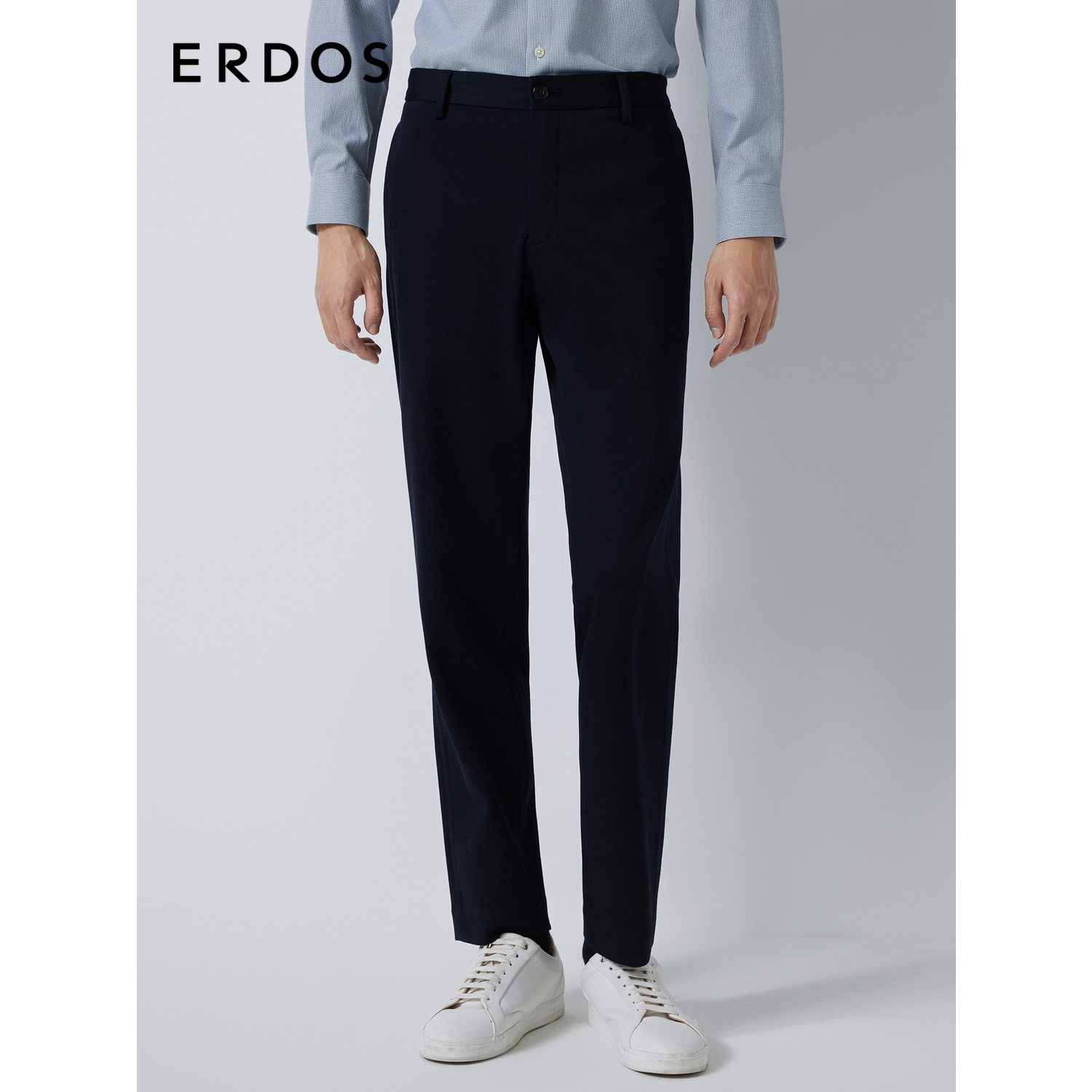 ERDOS 男装长裤秋冬藏蓝色直筒裤修饰腿型商务西裤通勤百搭