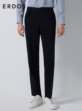 ERDOS 男装长裤秋冬藏蓝色直筒裤修饰腿型商务西裤通勤百搭