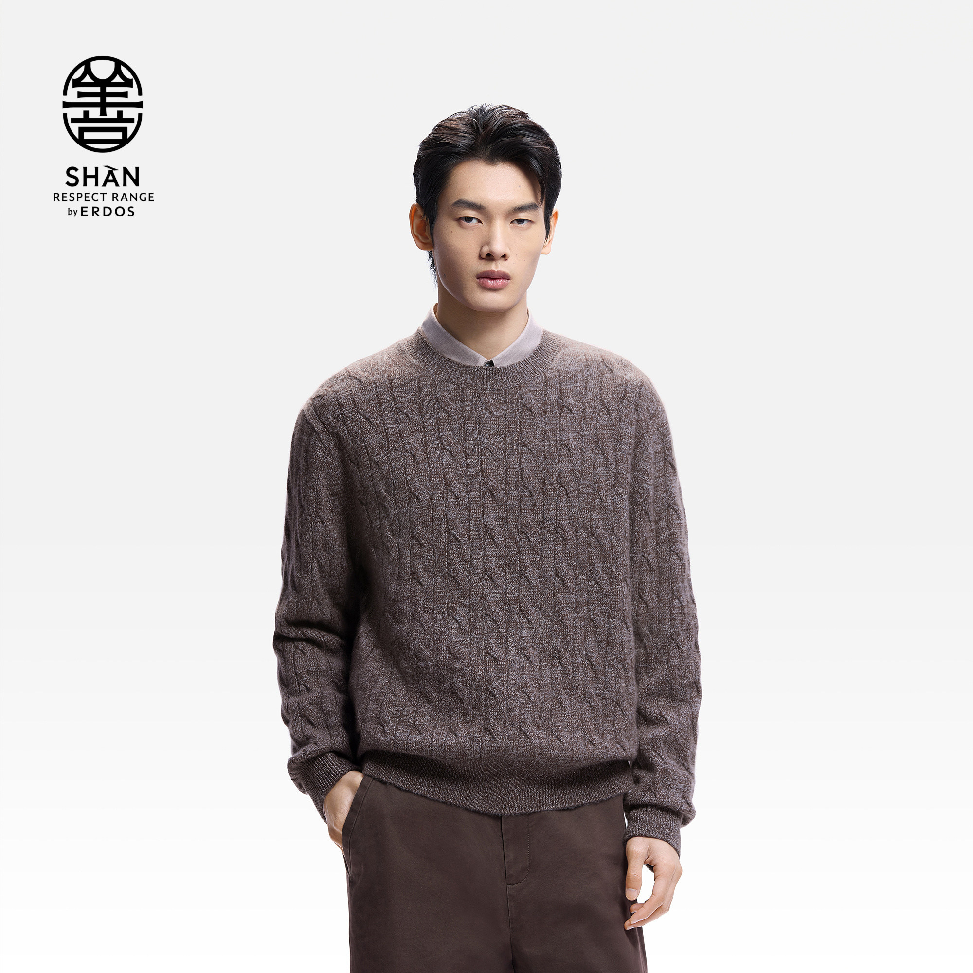 【植物染】ERDOS 男装圆领绞花羊绒衫26年早春新品老钱风针织衫,男装,羊绒套衫,淘宝优惠券,粉丝福利购,淘宝优惠卷