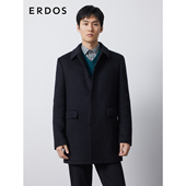 秋冬黑色翻领中长款 男装 ERDOS 厚外套轻商务通勤 羊绒大衣