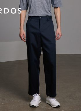 ERDOS 棉麻混纺长裤春款男装蓝色微弹直筒裤商务休闲