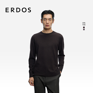 纯色直身休闲通勤保暖针织衫 ERDOS 25年秋冬新品 圆领羊绒衫 男装