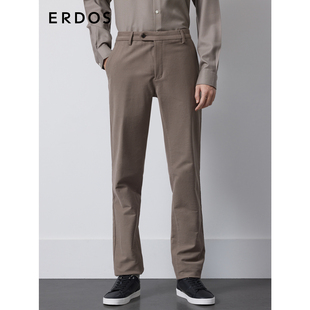 商务休闲裤 ERDOS 秋冬驼棕色中腰微弹厚款 高棉质长裤 男装