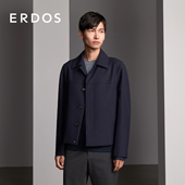 男装 羊毛棉混纺夹克春季 款 ERDOS 藏蓝色巴尔领短款 外套上衣