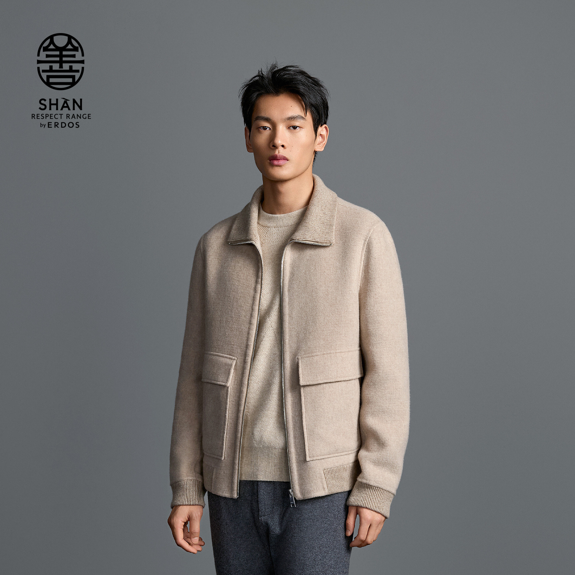 【秀场同系列】ERDOS 男装圆领翻花羊绒衫25年秋冬新品老钱风套衫