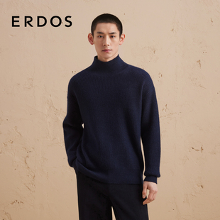 针织衫 ERDOS 秋冬高领双畦宽松厚款 羊绒混纺针织衫 男装