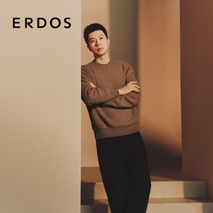 【马龙同款】ERDOS 男装圆领翻花羊绒衫25年秋冬新品百搭男套衫