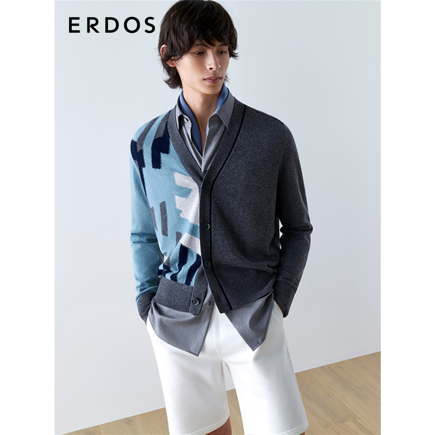 ERDOS 23早春新品男士V领提花纯羊绒开衫外套几何图案修身上衣高性价比高么？
