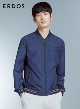 ERDOS 轻装夹克男装春季薄款蓝色棒球服拉链短款外套休闲轻运动