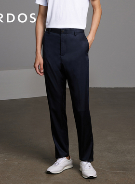 ERDOS 男装莱赛尔混纺长裤春季款蓝色薄款微弹直筒裤商务通勤