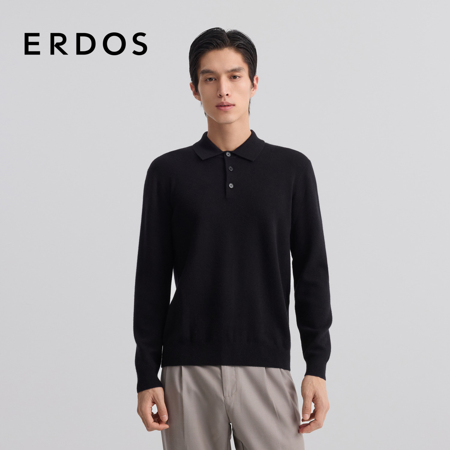 ERDOS 男装羊绒衫秋精纺翻领双提厚款保暖针织衫长袖POLO,男装,羊绒套衫,淘宝优惠券,粉丝福利购,淘宝优惠卷