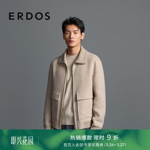 老钱风拉链保暖休闲外套 羊绒翻领夹克25年秋冬新品 ERDOS 男装