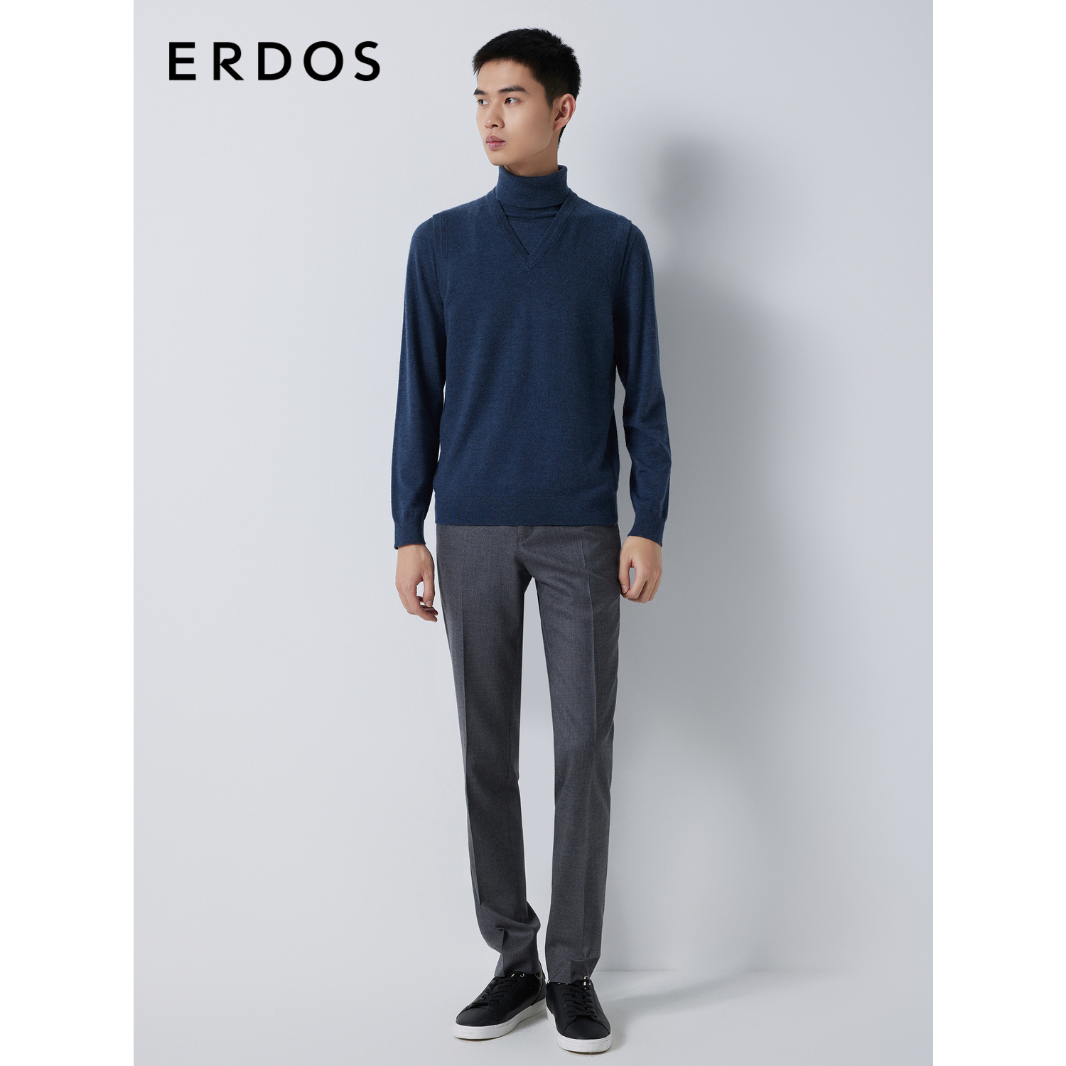 ERDOS 男装羊绒背心早秋精纺V领修身微弹多色商务羊绒衫