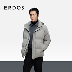 羊毛混纺连帽羽绒服25年秋冬新品 男装 ERDOS 外套 90白鹅绒