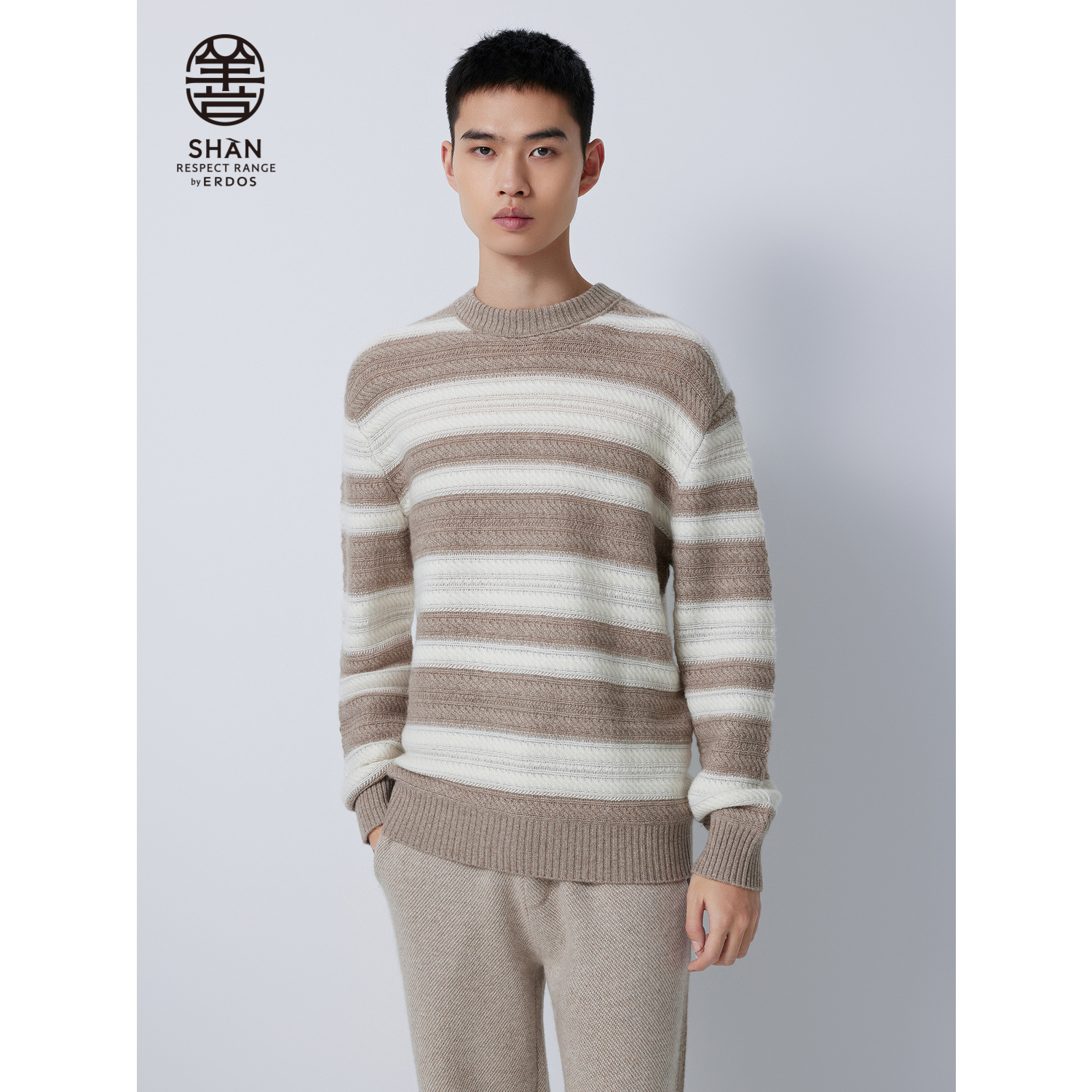 【善系列】ERDOS 男装羊绒衫秋冬拼色条纹宽松厚款微弹