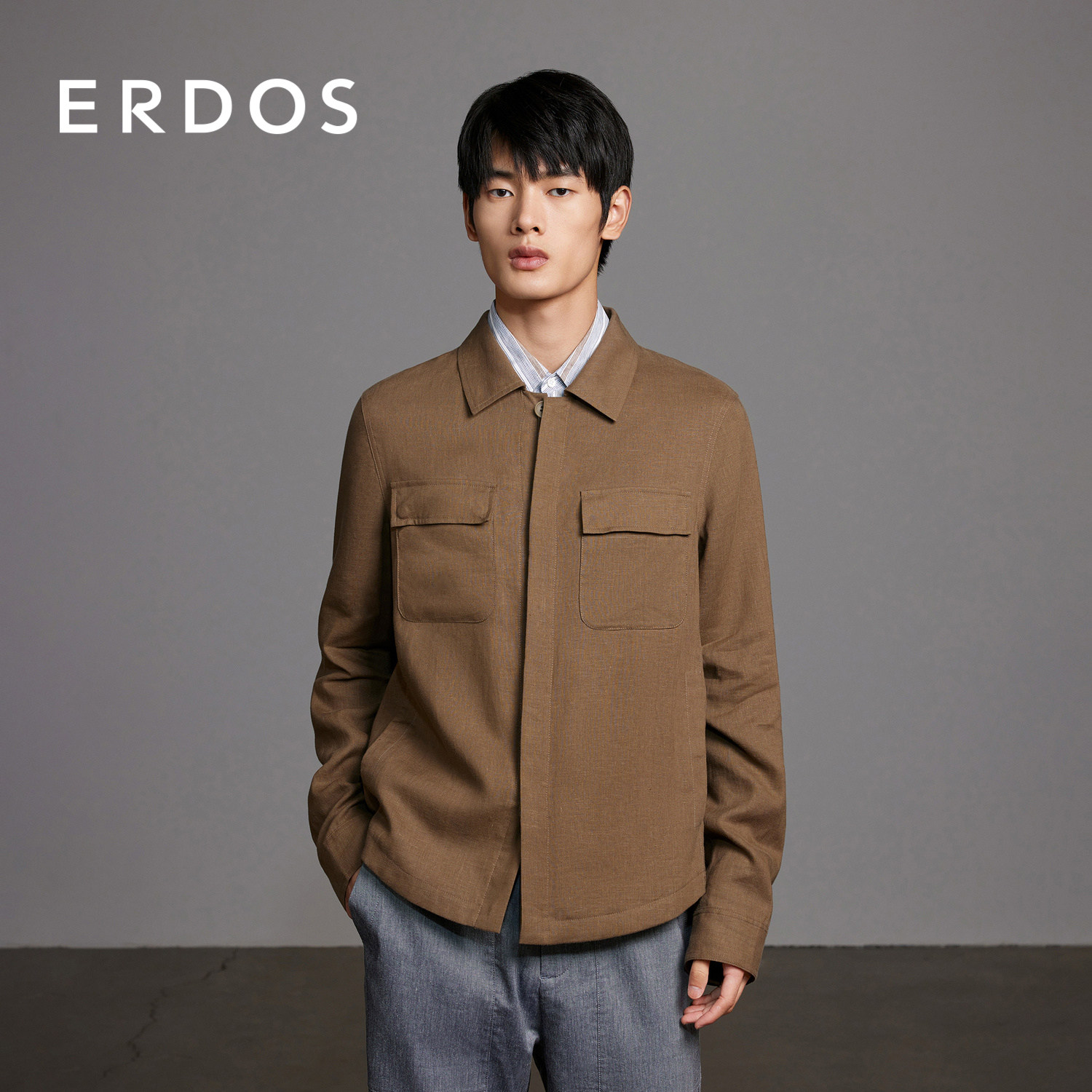 Erdos夏季纯亚麻工装夹克