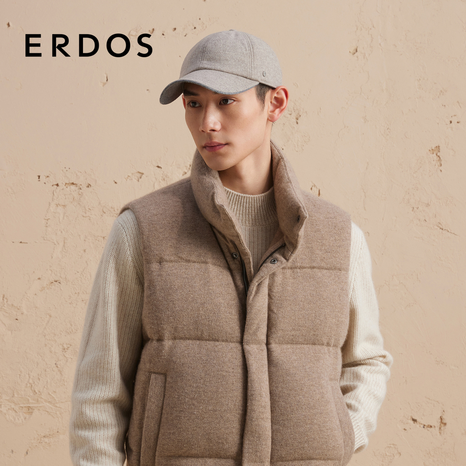 ERDOS男装牦牛绒羊绒混纺棒球帽