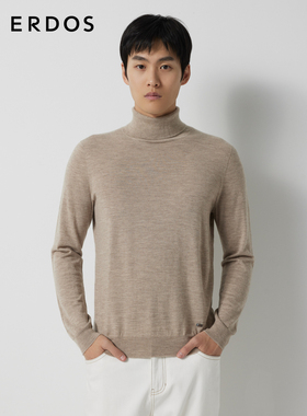 ERDOS 男装羊绒衫秋冬精纺高领套衫薄款纯色修身有弹力多色可选