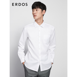 白色长袖 ERDOS 男装 纯棉衬衫 上衣商务舒适透气质感通勤百搭