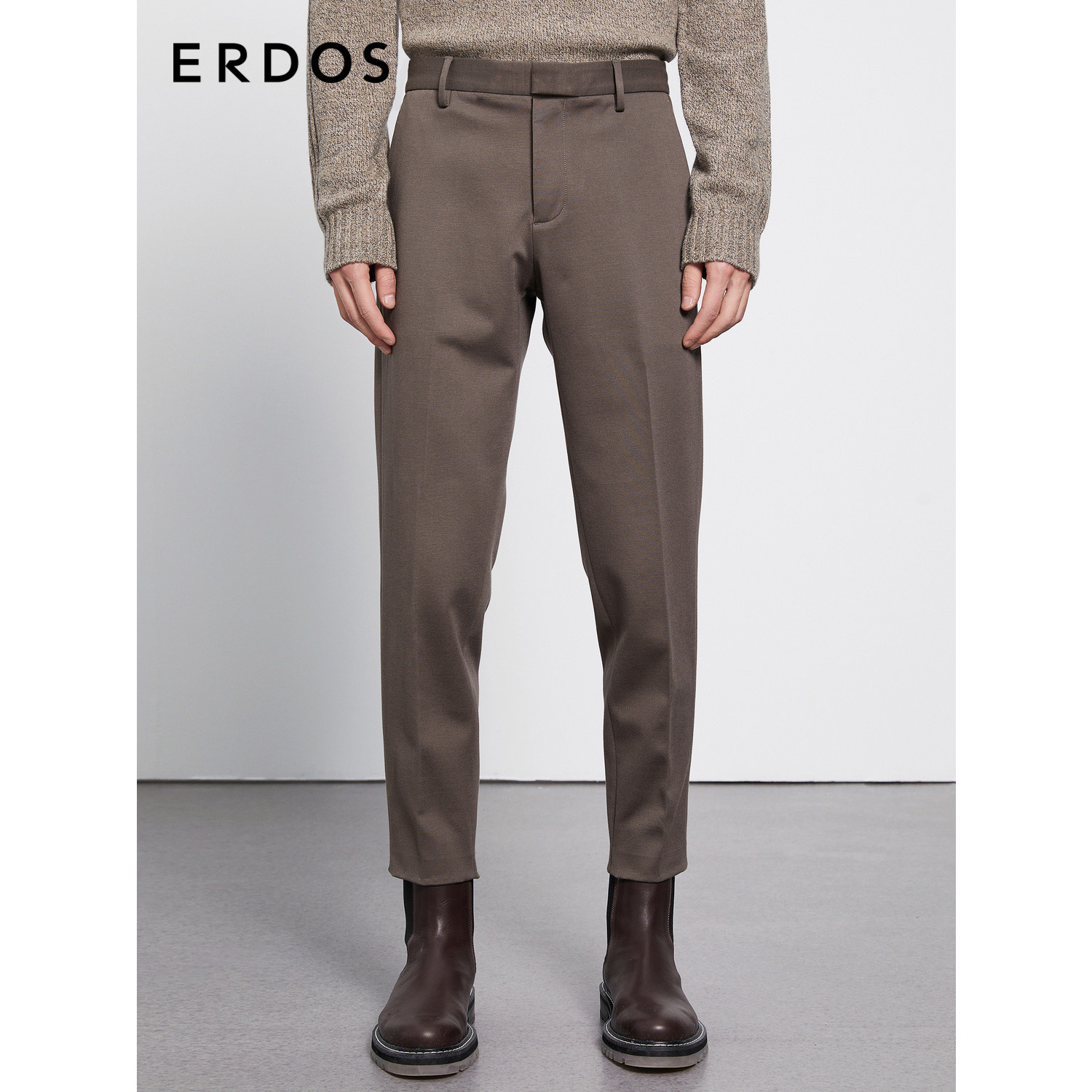 ERDOS 男装长裤秋冬卡其色商务休闲西裤直筒裤百搭气质简约质感