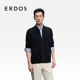 棒球领羊绒开衫 男装 25年秋冬新品 厚款 ERDOS 双提针织衫 精纺