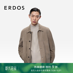 翻领宽松直身哑光复古百搭外套 麂皮皮衣25年秋冬新品 ERDOS 男装