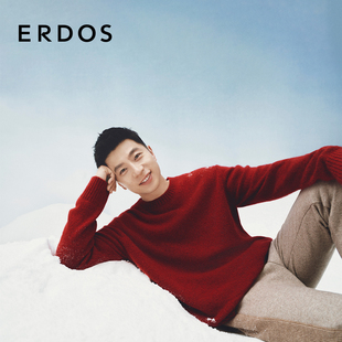 马龙同款 红色圆领厚款 ERDOS 秋冬男装 保暖针织衫 羊绒衫