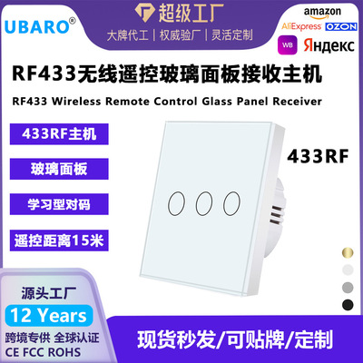 跨境欧标433RF遥控开关钢化玻璃