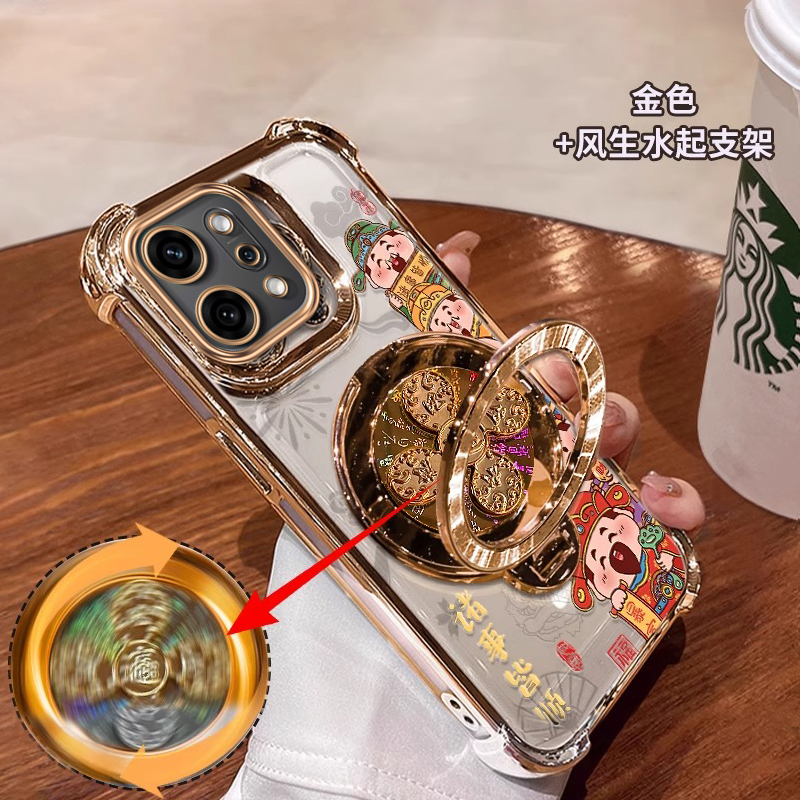 电镀四角适用opporeno14手机壳13女新款12高级感pro风生水起8se透明气囊10防9摔5k全包4硅胶旋转支架手机壳