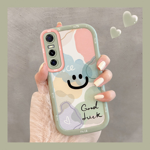 适用vivos7e手机壳晕染笑脸s7e活力版硅胶防摔透明卡通女网红小众简约镜头全包新款潮