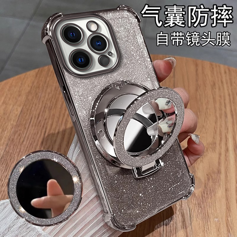 适用苹果16手机壳新款高级iphone15promax创意14花卉ip13唯美全包防摔气囊12plus手链磁吸支架硅胶1保护套女