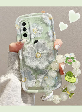 适用oppoa8手机壳绿色油画花朵oppoa8硅胶防摔透明可爱女网红ins小清新镜头全包新款潮