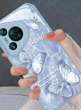 适用华为P70手机壳新款P60Art碧波蓝蝶高级感P50绿色P40Pro+防摔小清新P30散热时尚潮流轻奢风硅胶保护套女