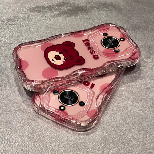 适用华为荣耀x50i手机壳草莓熊x50硅胶防摔奶油纹卡通可爱女网红全包新款潮