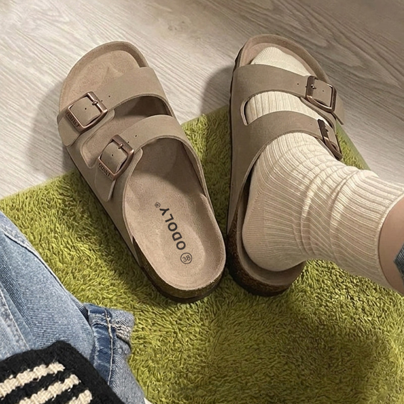软木鞋男女同款夏季海边外穿休闲时尚复古百搭情侣勃肯凉拖鞋厚底