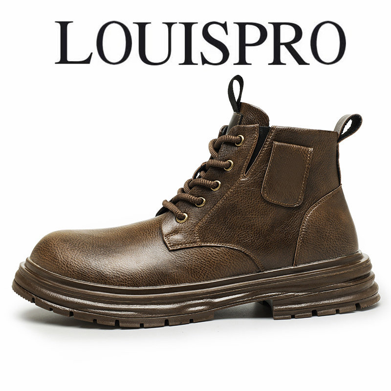 LOUISPRO品牌秋冬季高级感英伦风厚底工装马丁靴耐磨软底休闲男鞋