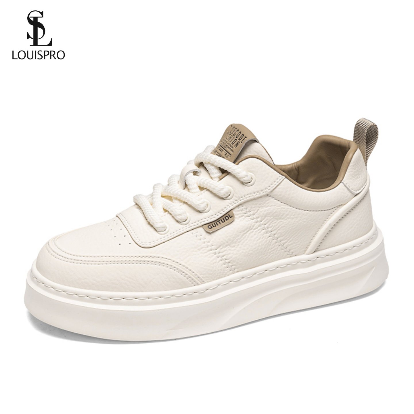 LOUISPRO2026春季新款高级感白色休闲板鞋厚底增高百搭运动小白鞋