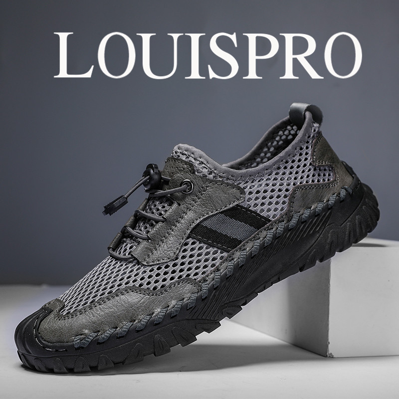 LOUISPRO男鞋夏季2026新款透气高端溯溪网面男士一脚蹬沙滩休闲鞋