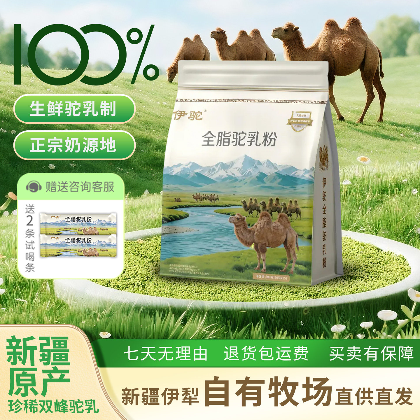 伊驼新疆伊犁全脂驼乳粉中老年