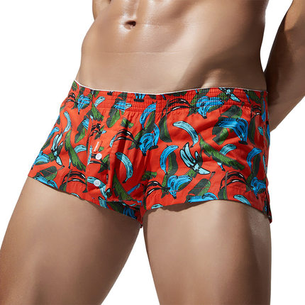 SEOBEAN希宾男士居家内裤舒适棉质男式阿罗裤时尚印花跨境平角裤