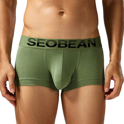 seobean希宾男士内裤时尚基础款平角内裤u凸囊袋性感纯色内裤