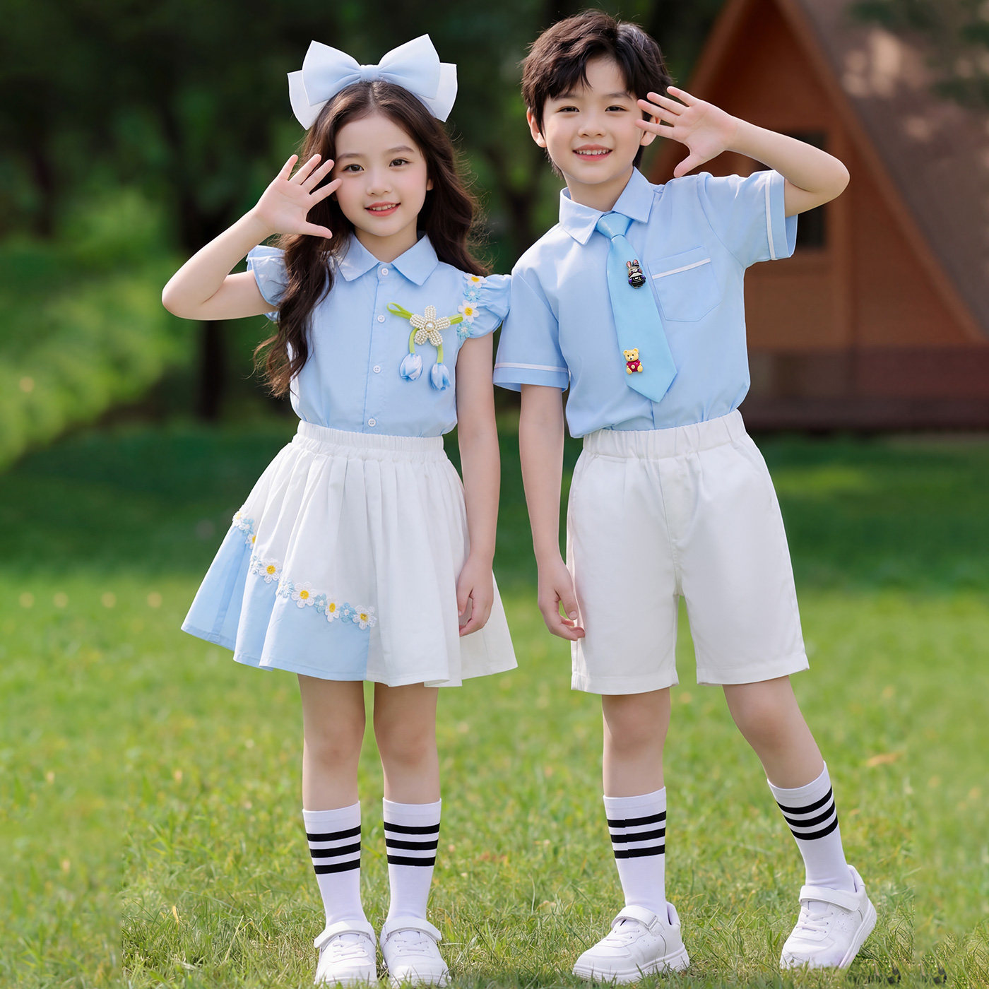 六一儿童节合唱演出服幼儿园表演服小学生英伦毕业照班服夏季园服